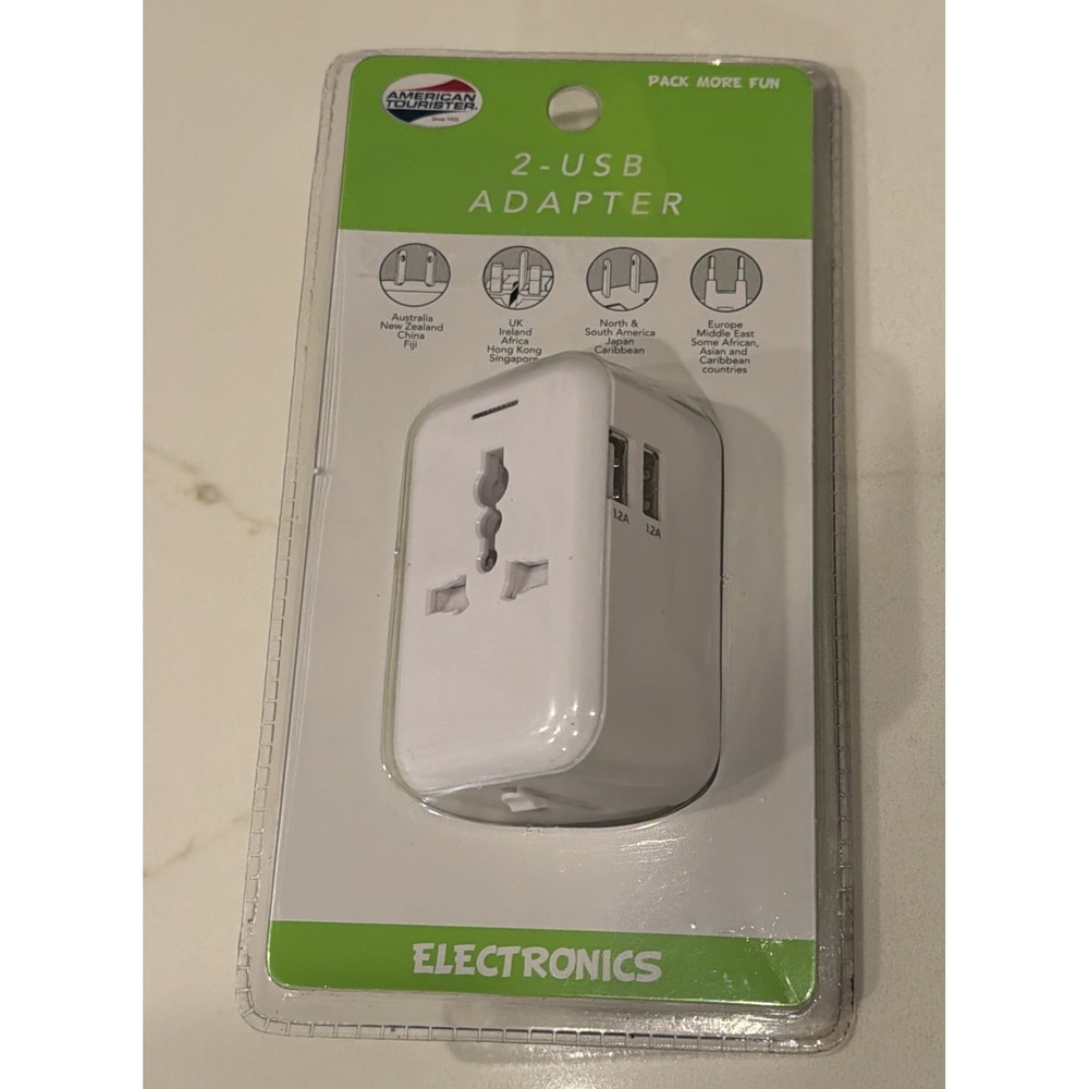 AMERICAN TOURISTER Electronics 2 USB Travel Adapter AT97-170-027-08 White NEW